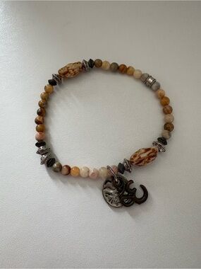 Boho Beaded Bracelet with Charms - Brown Multi